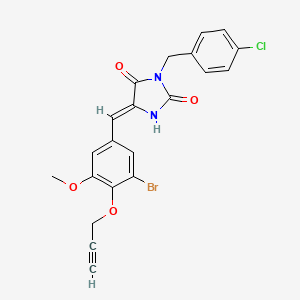 molecular formula C21H16BrClN2O4 B5252966 (5Z)-5-[3-bromo-5-methoxy-4-(prop-2-yn-1-yloxy)benzylidene]-3-(4-chlorobenzyl)imidazolidine-2,4-dione 