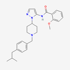 molecular formula C27H34N4O2 B5252995 N-{1-[1-(4-isobutylbenzyl)-4-piperidinyl]-1H-pyrazol-5-yl}-2-methoxybenzamide 