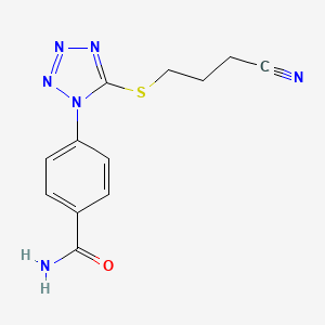 molecular formula C12H12N6OS B5253004 4-{5-[(3-CYANOPROPYL)SULFANYL]-1H-1,2,3,4-TETRAAZOL-1-YL}BENZAMIDE 