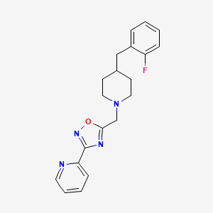 molecular formula C20H21FN4O B5253027 2-(5-{[4-(2-fluorobenzyl)-1-piperidinyl]methyl}-1,2,4-oxadiazol-3-yl)pyridine 