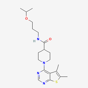 molecular formula C20H30N4O2S B5253032 1-(5,6-dimethylthieno[2,3-d]pyrimidin-4-yl)-N~4~-(3-isopropoxypropyl)-4-piperidinecarboxamide 