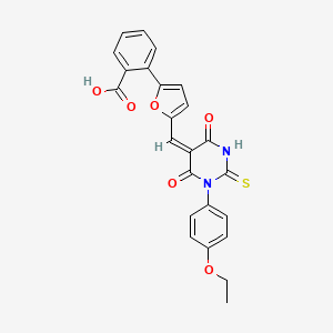 molecular formula C24H18N2O6S B5253036 2-(5-{[1-(4-ethoxyphenyl)-4,6-dioxo-2-thioxotetrahydro-5(2H)-pyrimidinylidene]methyl}-2-furyl)benzoic acid 