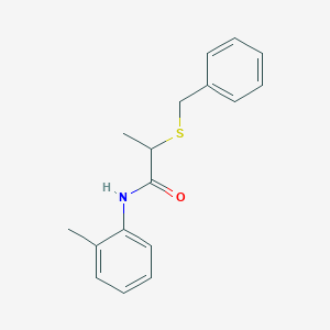 molecular formula C17H19NOS B5253077 2-Benzylsulfanyl-N-o-tolyl-propionamide 