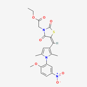 ethyl 2-[(5E)-5-[[1-(2-methoxy-5-nitrophenyl)-2,5-dimethylpyrrol-3-yl]methylidene]-2,4-dioxo-1,3-thiazolidin-3-yl]acetate