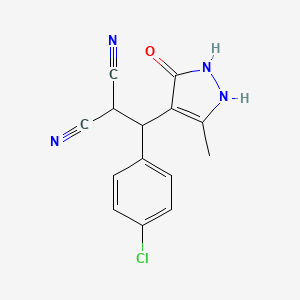 molecular formula C14H11ClN4O B5253122 [(4-chlorophenyl)(5-hydroxy-3-methyl-1H-pyrazol-4-yl)methyl]malononitrile 