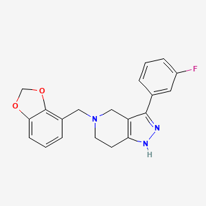 molecular formula C20H18FN3O2 B5253140 5-(1,3-Benzodioxol-4-ylmethyl)-3-(3-fluorophenyl)-1,4,6,7-tetrahydropyrazolo[4,3-c]pyridine 