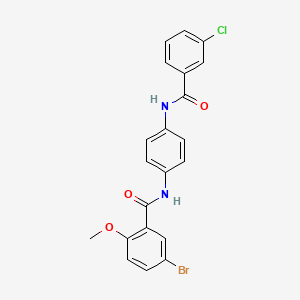 molecular formula C21H16BrClN2O3 B5253203 5-bromo-N-{4-[(3-chlorobenzoyl)amino]phenyl}-2-methoxybenzamide 