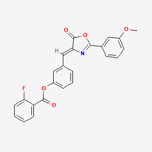 molecular formula C24H16FNO5 B5253209 3-{[2-(3-methoxyphenyl)-5-oxo-1,3-oxazol-4(5H)-ylidene]methyl}phenyl 2-fluorobenzoate 