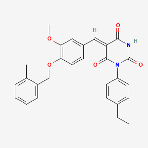 (5Z)-1-(4-ethylphenyl)-5-[[3-methoxy-4-[(2-methylphenyl)methoxy]phenyl]methylidene]-1,3-diazinane-2,4,6-trione