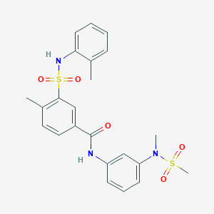 molecular formula C23H25N3O5S2 B5253239 4-methyl-N-{3-[methyl(methylsulfonyl)amino]phenyl}-3-{[(2-methylphenyl)amino]sulfonyl}benzamide 