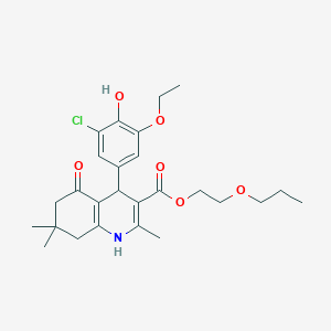 2-Propoxyethyl 4-(3-chloro-5-ethoxy-4-hydroxyphenyl)-2,7,7-trimethyl-5-oxo-1,4,5,6,7,8-hexahydroquinoline-3-carboxylate