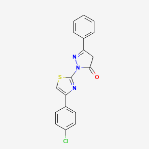 molecular formula C18H12ClN3OS B5253310 2-[4-(4-chlorophenyl)-1,3-thiazol-2-yl]-5-phenyl-2,4-dihydro-3H-pyrazol-3-one 