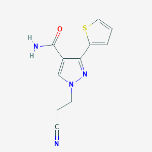 molecular formula C11H10N4OS B5253314 1-(2-Cyanoethyl)-3-thiophen-2-ylpyrazole-4-carboxamide 