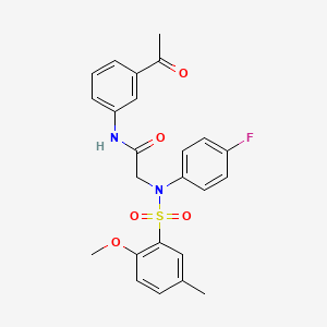 molecular formula C24H23FN2O5S B5253358 N-(3-acetylphenyl)-2-(4-fluoro-N-(2-methoxy-5-methylphenyl)sulfonylanilino)acetamide 