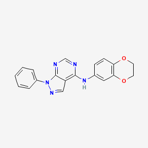 molecular formula C19H15N5O2 B5253370 N-(2,3-dihydro-1,4-benzodioxin-6-yl)-1-phenyl-1H-pyrazolo[3,4-d]pyrimidin-4-amine 