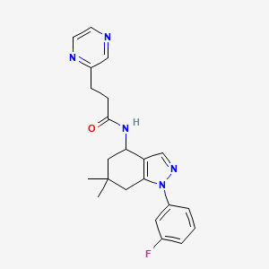 N-[1-(3-fluorophenyl)-6,6-dimethyl-4,5,6,7-tetrahydro-1H-indazol-4-yl]-3-(2-pyrazinyl)propanamide