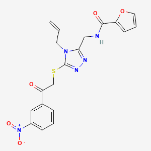 molecular formula C19H17N5O5S B5253381 N-{[5-{[2-(3-nitrophenyl)-2-oxoethyl]sulfanyl}-4-(prop-2-en-1-yl)-4H-1,2,4-triazol-3-yl]methyl}furan-2-carboxamide 