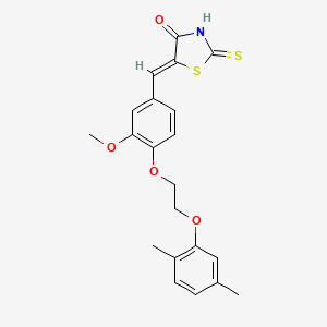 molecular formula C21H21NO4S2 B5253427 5-{4-[2-(2,5-dimethylphenoxy)ethoxy]-3-methoxybenzylidene}-2-thioxo-1,3-thiazolidin-4-one 