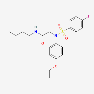 molecular formula C21H27FN2O4S B5253493 N~2~-(4-ethoxyphenyl)-N~2~-[(4-fluorophenyl)sulfonyl]-N~1~-(3-methylbutyl)glycinamide 