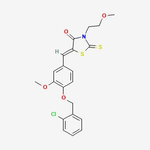 molecular formula C21H20ClNO4S2 B5253529 5-{4-[(2-chlorobenzyl)oxy]-3-methoxybenzylidene}-3-(2-methoxyethyl)-2-thioxo-1,3-thiazolidin-4-one 