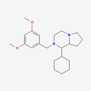 molecular formula C22H34N2O2 B5253579 1-cyclohexyl-2-[(3,5-dimethoxyphenyl)methyl]-3,4,6,7,8,8a-hexahydro-1H-pyrrolo[1,2-a]pyrazine 