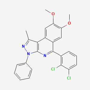 molecular formula C25H19Cl2N3O2 B5253721 5-(2,3-dichlorophenyl)-7,8-dimethoxy-1-methyl-3-phenyl-3H-pyrazolo[3,4-c]isoquinoline 