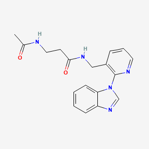 molecular formula C18H19N5O2 B5253738 N~3~-acetyl-N~1~-{[2-(1H-benzimidazol-1-yl)-3-pyridinyl]methyl}-beta-alaninamide 