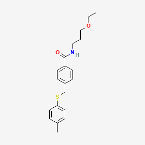 molecular formula C20H25NO2S B5253842 N-(3-ethoxypropyl)-4-{[(4-methylphenyl)thio]methyl}benzamide 