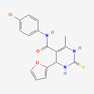 molecular formula C16H14BrN3O2S B5253861 N-(4-bromophenyl)-4-(2-furyl)-6-methyl-2-thioxo-1,2,3,4-tetrahydro-5-pyrimidinecarboxamide 