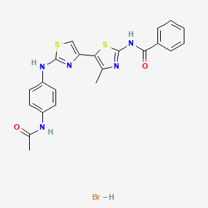 N-[5-[2-(4-acetamidoanilino)-1,3-thiazol-4-yl]-4-methyl-1,3-thiazol-2-yl]benzamide;hydrobromide