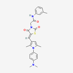 molecular formula C27H28N4O3S B5253982 2-[5-({1-[4-(dimethylamino)phenyl]-2,5-dimethyl-1H-pyrrol-3-yl}methylene)-2,4-dioxo-1,3-thiazolidin-3-yl]-N-(3-methylphenyl)acetamide 