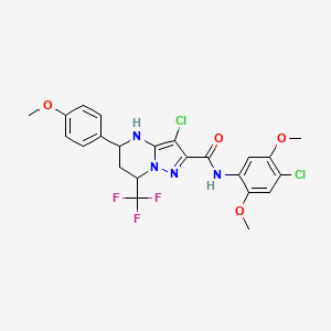 3-chloro-N-(4-chloro-2,5-dimethoxyphenyl)-5-(4-methoxyphenyl)-7-(trifluoromethyl)-4,5,6,7-tetrahydropyrazolo[1,5-a]pyrimidine-2-carboxamide