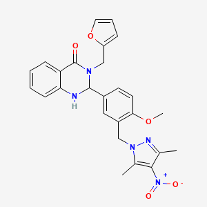 2-{3-[(3,5-dimethyl-4-nitro-1H-pyrazol-1-yl)methyl]-4-methoxyphenyl}-3-(2-furylmethyl)-2,3-dihydro-4(1H)-quinazolinone