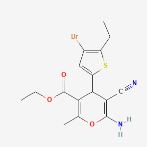 molecular formula C16H17BrN2O3S B5254151 ethyl 6-amino-4-(4-bromo-5-ethyl-2-thienyl)-5-cyano-2-methyl-4H-pyran-3-carboxylate 