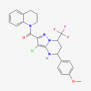 molecular formula C24H22ClF3N4O2 B5254189 1-{[3-chloro-5-(4-methoxyphenyl)-7-(trifluoromethyl)-4,5,6,7-tetrahydropyrazolo[1,5-a]pyrimidin-2-yl]carbonyl}-1,2,3,4-tetrahydroquinoline 