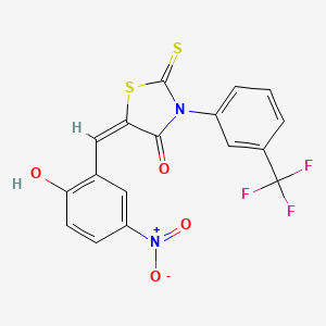 molecular formula C17H9F3N2O4S2 B5254205 (5E)-5-[(2-hydroxy-5-nitrophenyl)methylidene]-2-sulfanylidene-3-[3-(trifluoromethyl)phenyl]-1,3-thiazolidin-4-one 