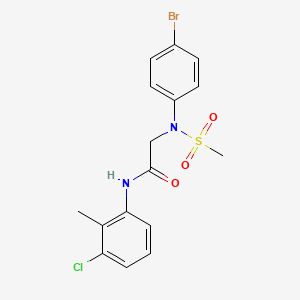 molecular formula C16H16BrClN2O3S B5254269 N~2~-(4-bromophenyl)-N~1~-(3-chloro-2-methylphenyl)-N~2~-(methylsulfonyl)glycinamide 