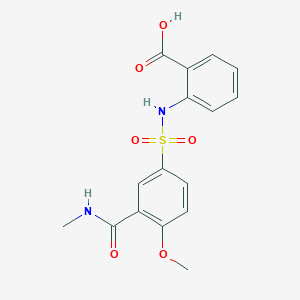 molecular formula C16H16N2O6S B5254360 2-[[4-Methoxy-3-(methylcarbamoyl)phenyl]sulfonylamino]benzoic acid 