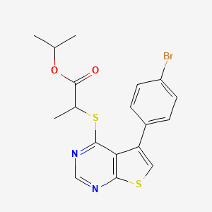 molecular formula C18H17BrN2O2S2 B5254375 isopropyl 2-{[5-(4-bromophenyl)thieno[2,3-d]pyrimidin-4-yl]thio}propanoate 