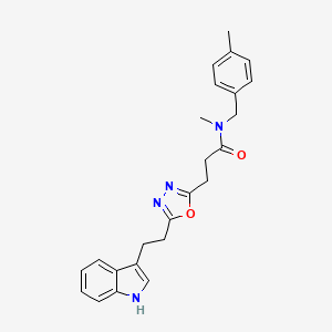 molecular formula C24H26N4O2 B5254418 3-{5-[2-(1H-indol-3-yl)ethyl]-1,3,4-oxadiazol-2-yl}-N-methyl-N-(4-methylbenzyl)propanamide 