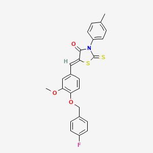 molecular formula C25H20FNO3S2 B5254507 (5Z)-5-[[4-[(4-fluorophenyl)methoxy]-3-methoxyphenyl]methylidene]-3-(4-methylphenyl)-2-sulfanylidene-1,3-thiazolidin-4-one 