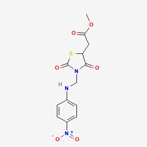 molecular formula C13H13N3O6S B5254513 Methyl 2-(3-{[(4-nitrophenyl)amino]methyl}-2,4-dioxo-1,3-thiazolidin-5-YL)acetate 