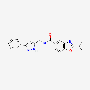 molecular formula C22H22N4O2 B5254519 N-methyl-N-[(3-phenyl-1H-pyrazol-5-yl)methyl]-2-propan-2-yl-1,3-benzoxazole-5-carboxamide 