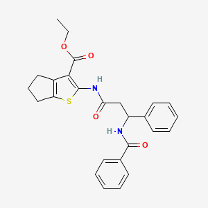 molecular formula C26H26N2O4S B5254539 Ethyl 2-[3-phenyl-3-(phenylformamido)propanamido]-4H,5H,6H-cyclopenta[B]thiophene-3-carboxylate 