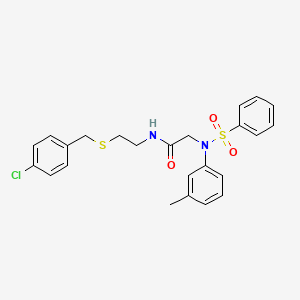 molecular formula C24H25ClN2O3S2 B5254542 N~1~-{2-[(4-chlorobenzyl)thio]ethyl}-N~2~-(3-methylphenyl)-N~2~-(phenylsulfonyl)glycinamide 