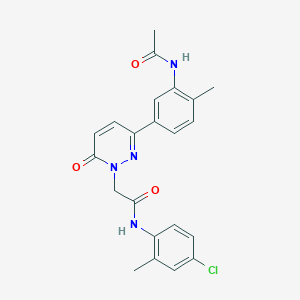 molecular formula C22H21ClN4O3 B5254693 2-[3-[3-(acetylamino)-4-methylphenyl]-6-oxopyridazin-1(6H)-yl]-N-(4-chloro-2-methylphenyl)acetamide 