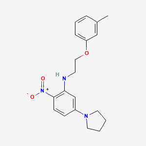 N-[2-(3-methylphenoxy)ethyl]-2-nitro-5-(pyrrolidin-1-yl)aniline