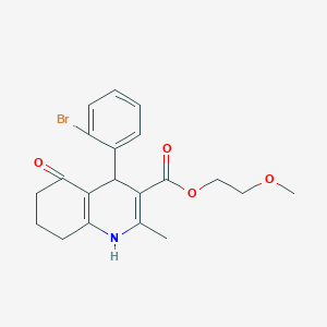 molecular formula C20H22BrNO4 B5254766 2-Methoxyethyl 4-(2-bromophenyl)-2-methyl-5-oxo-1,4,5,6,7,8-hexahydroquinoline-3-carboxylate 