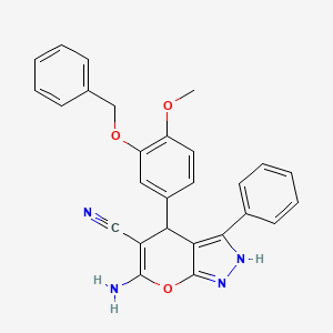 6-amino-4-[3-(benzyloxy)-4-methoxyphenyl]-3-phenyl-1,4-dihydropyrano[2,3-c]pyrazole-5-carbonitrile