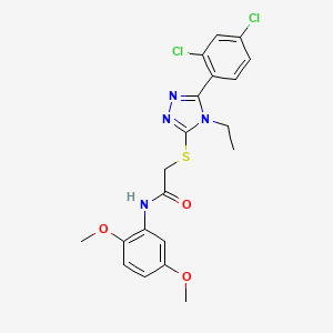 molecular formula C20H20Cl2N4O3S B5254843 2-{[5-(2,4-dichlorophenyl)-4-ethyl-4H-1,2,4-triazol-3-yl]thio}-N-(2,5-dimethoxyphenyl)acetamide 